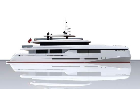 white with black windows yacht rendering
