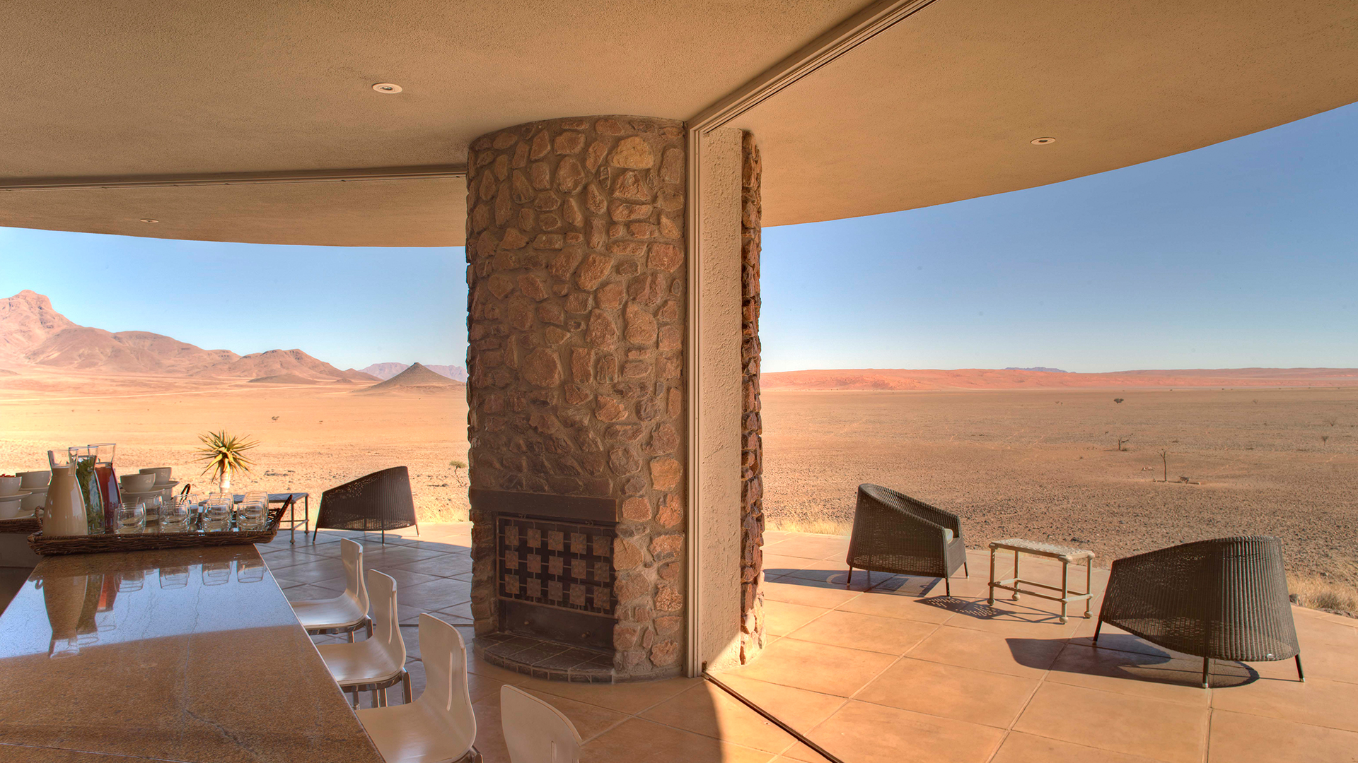 sitting area looking out over desert