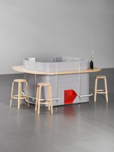 standalone bar with wooden stools