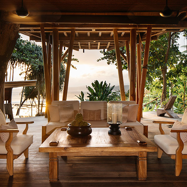 tropical wooden room interior