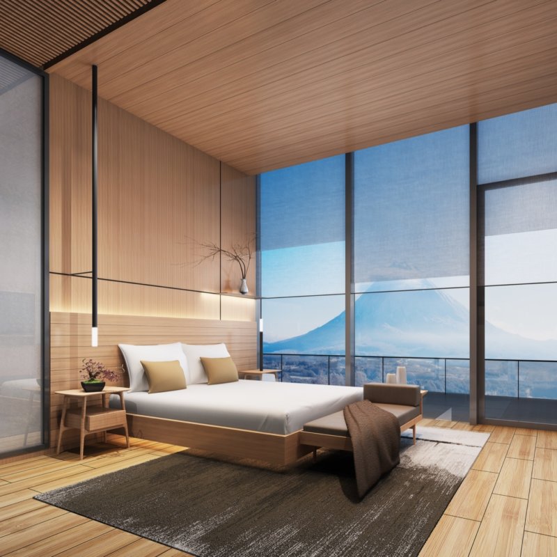 master bedroom, window and mountain