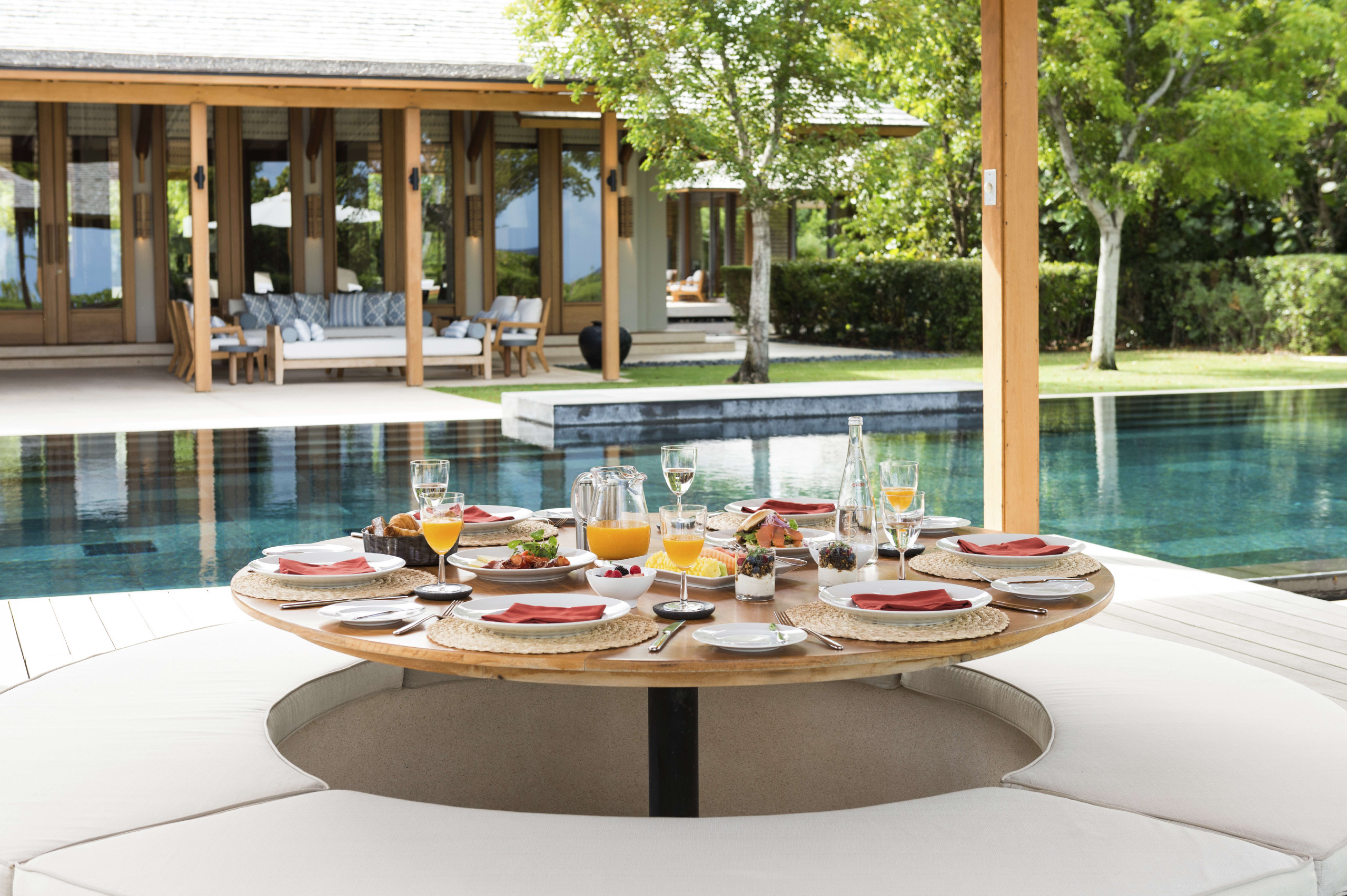 Villa dining table with fresh seafood