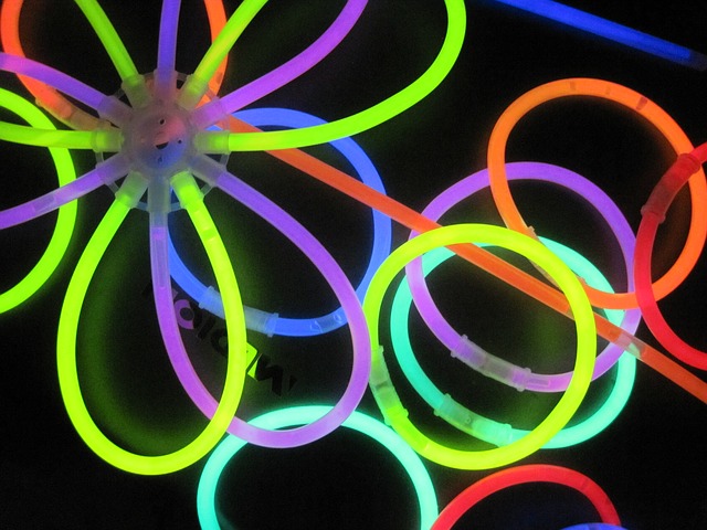colourful glow stick bracelets and flowers