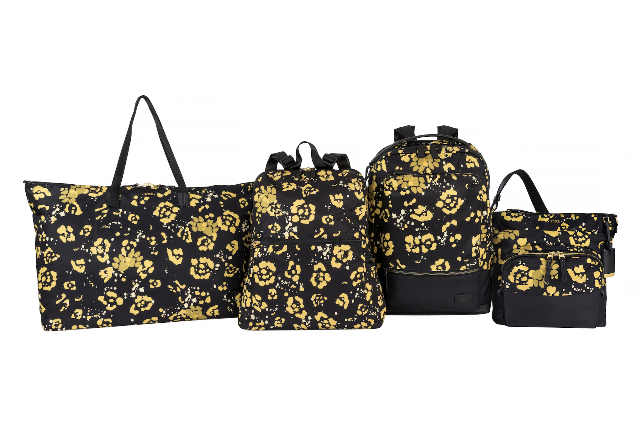 black and gold travel bags