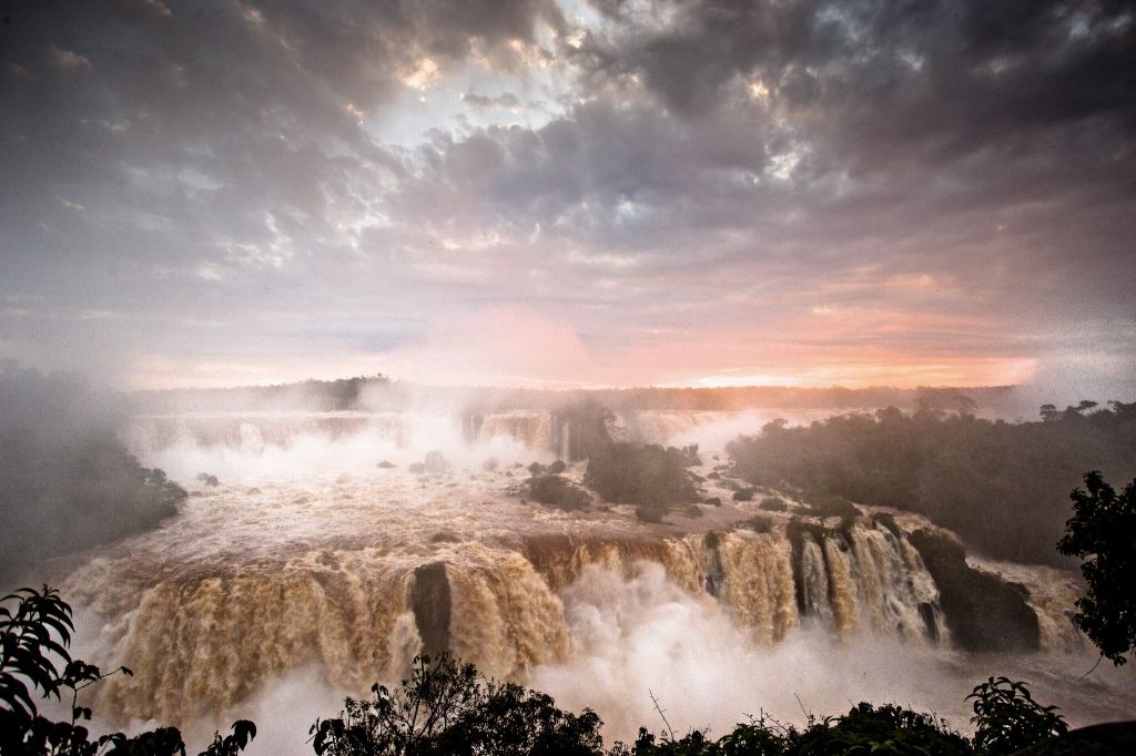 Iguazú Falls at sunset