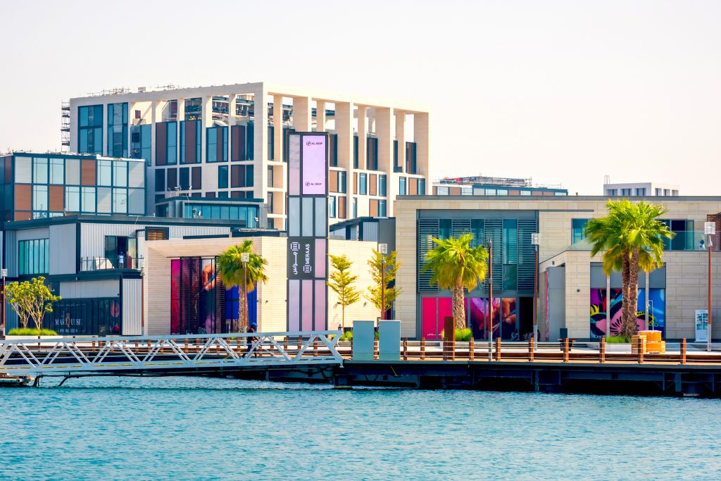 colourful blocky hotel on waterfront