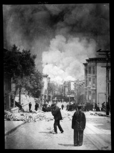 black and white photo, smoke in air