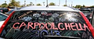 carpoolchella written on car window